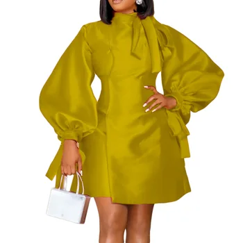 2022 Africana Vestidos para Mulheres Primavera, Outono, as Mulheres Africanas Amarelo Vermelho Verde de Manga Longa Mini Vestido Africano Roupas das Mulheres S-3XL