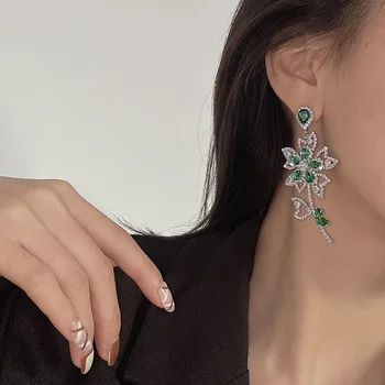 2022 Coreia Chique De Luxo Moderno Flor Cheia De Casamento De Cristal Cair Brinco Festa De Moda Nupcial Jóias