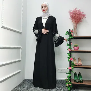 A Arábia Saudita Quimono Muçulmano Monocromático Correia Frisada Lace Ramadã Festival Casaquinho De Mulheres Manto Turquia Partido Islâmico, As Mulheres Se Vestem