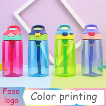 A Marca de moda infantil Palha Copo de Plástico, Garrafas de Água Bebê Cartoon Ncreative Aluno Chaleira de Água Garrafas de Crianças da Escola