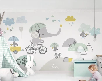 beibehang Personalizado bonito bicicleta elefante hamster nuvem crianças de plano de fundo do papel de parede papel de parede papier peint