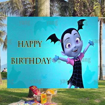 Cartoon Azul Verde Teia De Aranha Personalizado Disney Chá De Bebê Festa De Cenários De Decoração Junior Vampirina Feliz Aniversário Fundos