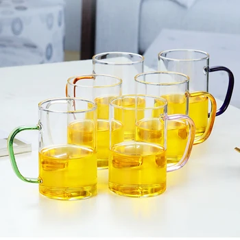 Design Colorido Ouvido Caneca de Vidro Artesanal Simples Xícara de Café de Água Quente Copo de Presente Copos de material de Cozinha