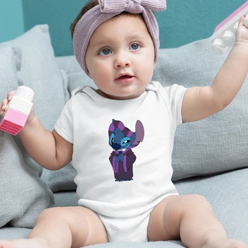 Disney Stitch Cosplay Da Moda Infantil Romper Do Cartoon Engraçado De Design Recém-Nascido Bebê Body Soft Roupas De Bebê Para Gêmeos Menino E Menina