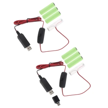 Eliminador de bateria Tipo C USB para 6V AM3/LR6/AA Fictício de Bateria de Cabo de Alimentação com Interruptor para o LED de Luz de Controle Remoto