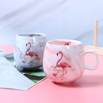 Flamingo Canecas de Cerâmica, Canecas de Viagem Taça de mármore de grãos xícara de café, Copos de Gato Bonito Pé Ins 72*85mm