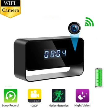 HD Relógio wi-Fi Mini Gravador de Vídeo da Câmera de Alarme da Segurança Home Cam Visão Noturna Monitor do Sensor Detectar a Câmera de vídeo Micro Câmera
