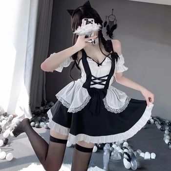 Japonês De Anime Cosplay Traje Preto De Alta Qualidade De Limpeza Brancos Roupa Avental Vestido Plus Size Mulheres De Lingerie Sexy Fase De Uniforme Novo