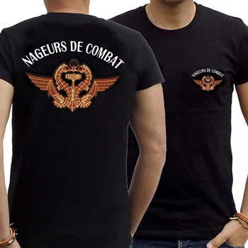 Marinha francesa Forças Especiais Hubert Nadador de Combate T-Shirt Nova 100% Algodão Manga Curta-O-Pescoço Ocasionais de Mens T-shirt Tamanho S-3XL