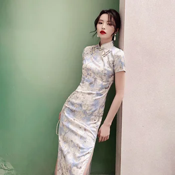 Mulheres Qipao Vestido Tradicional Chinesa Hanfu Slim Longo China Estilo De Harajuku Vintage Cheongsams Manto Orientale Vestido Chino Mujer