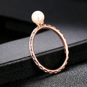 Na moda a Imitação de Pérola Anéis de Promessa Para as Mulheres Simples Fino Anel de Dedo para Noivas Presente de Aniversário de Jóias de Moda R424
