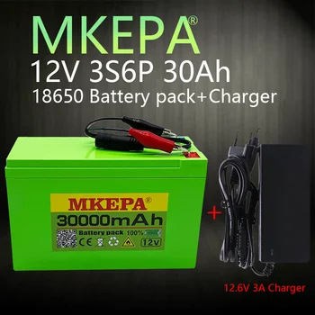 novo 12V30Ah 3S6P 18650 bateria de lítio+12,6 V 3A carregador, construído em 30Ah de alta corrente BMS, usado para o pulverizador, livre +carregador