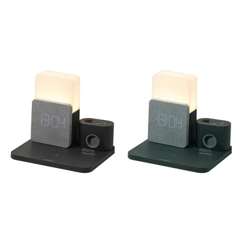 Ofertas Top Relógio Digital Multifuncional Com Carregador sem Fios Qi Claro Digital Display de LED Com 3 Brilho de Carregamento USB