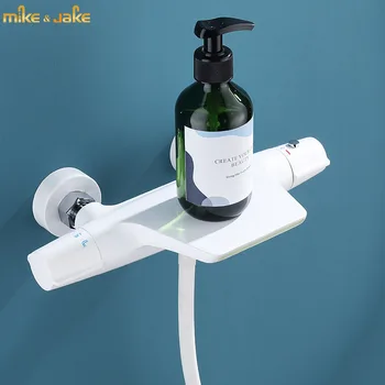 Termostática de banheira torneira de casa de banho com chuveiro de banheira toque kit branco da banheira torneiras chuveiro Multifuncional constante torneira da banheira