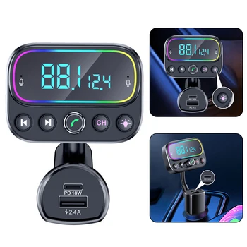 Transmissor FM Carregador de Carro com ABS, Bluetooth, USB, Leitor sem Fio-Tipo C Carregador Rápido de Alta Qualidade 3 USB PD Carregador