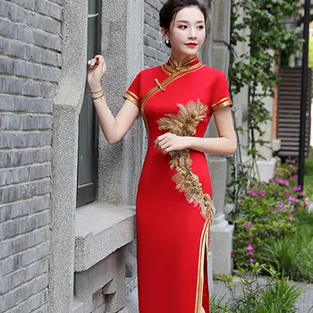 2022 Chinês tradicional retro qipao vestido oriental ao dai o carimbo de ouro mulheres do vintage qipao vestido de mulheres sexy vestido de festa a46
