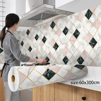 300 Papéis de parede de Alumínio de Revestimento Impermeável Moderna Sala Cozinha, Auto-Adesivo de Contato Adesivos de Parede Decoração da Casa