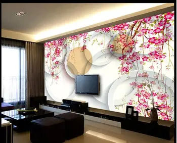 3D papel de parede de 2015, novo Novo-tecido com flores Rosa 3 d TV de definição de murais de parede papel de parede