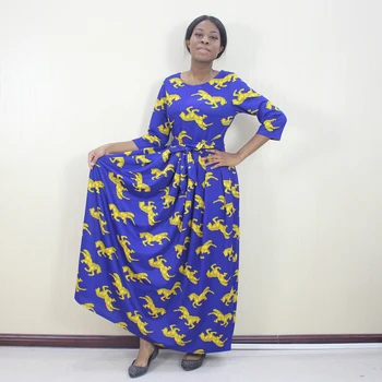 Africano-Se Dashiki, Sexy Sem Encosto Elegante Zíper Cavalo Amarelo Padrão Impresso Azul Vestidos Longos Para Festa De Moda De Vestidos De Senhora