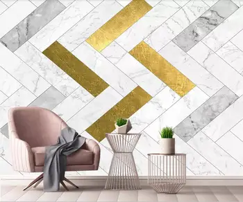 Baçal Personalizados em 3D papel de parede mural geométricas Mosaico de ouro marmoreio PLANO de fundo 5d papel de parede pintura decorativa huda
