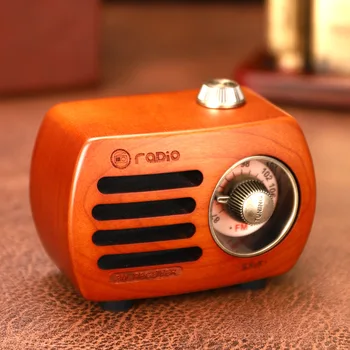 Clássico retro receptor de rádio portátil Mini Madeira de FM SD MP3 Rádio stereo Bluetooth rádio alto-Falante AUX Recarregável USB