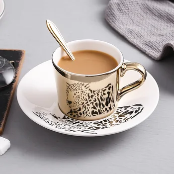 Criativo animal reflexão cerâmica xícara de café, mesmo de espelho taça e pires, chá da tarde copa do conjunto personalizado de forma