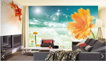 Foto 3D papel de parede personalizado 3d murais de parede papel de parede 3 d Flor mural de girassol crisântemo murais 3d decoração sala de estar