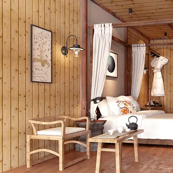 Moderno e minimalista novo Chinês grão de madeira papel de parede em madeira original cor da prancha de papel de parede de sala de estar sótão de teto de loja de roupas
