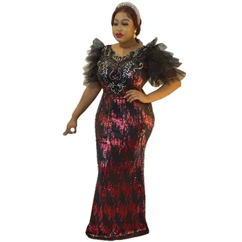 Nova Africano Vestidos Para Mulheres Plus Size Festa De Casamento De Luxo Sequin Vestido Sereia Ankara-Se Dashiki, De Manga Curta, Vestidos De Abaya