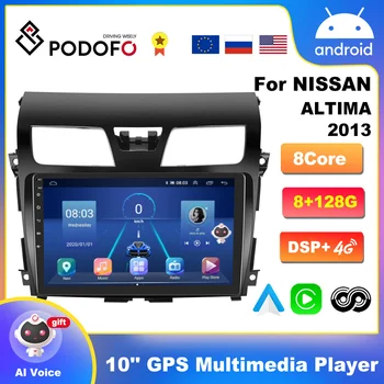 Podofo 2 Din Android10 8Core Carro Navi Estéreo Leitor Para NISSAN ALTIMA 2013 GPS Rádio Multimédia Carplay DSP 4G Wifi MAPA Rádio