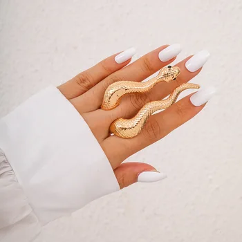 SRCOI Exagerada Punk Flexão de Cobra em Forma de Punho, Anéis 3D Serpente Animal Abrir Retro Declaração de Anéis Para as Mulheres-Jóias