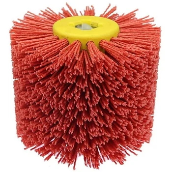 Vermelho Abrasivo Fio Tambor Escovas de Alisamento de Polimento Polimento de Rodas para Móveis de Madeira rebarbadora Adaptador