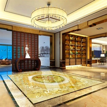 wellyu Personalizado pisos pintura de decoração em 3D rico mais do que nove peixes Figura 3D auto-adesivos, pisos em mármore e papel de parede