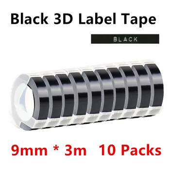 10 Black Label Maker Compatível com a tecnologia 3D Dymo Label Fitas Multicolor 9mm Fita de Impressora Motex E101 1610 Máquina de etiquetas Fitas