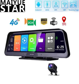 10-Polegadas 4G Painel Gravador de Condução Android 8.1 2GB+32GB Carro DVR ADAS WIFI GPS de Navegação Secretário de 1080P em HD Gravador de Vídeo
