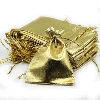 100pcs/monte 7x9cm Folha de Ouro de Prata de Pano de Saco do Malote Favor Festa de Casamento Presente de Natal Sacos de Embalagem