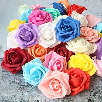 10pcs/lot 6-7cm flor de rosa DIY monocromático flor de simulação de espuma artesanal decoração grinalda de flores falsas flor de jóias de casamento