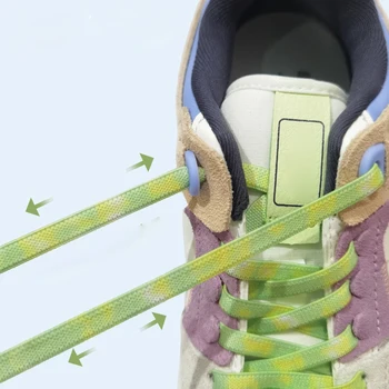 1Pair Não amarrar Cadarços Magnético Elástico Cordões de sapatos Para Crianças e Adultos Tênis Atacador Tie-dye Gradiente Cadarços 100/120 CM