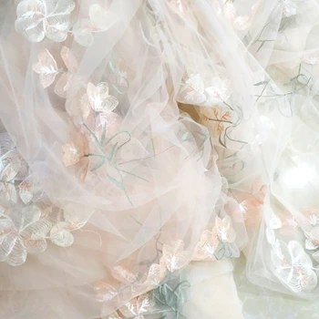 1Y/Monte Caroços de Malha Cor do Bordado de Flor de Costura de Tecido Para o Vestido de Casamento Saia Acessórios