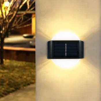 2 pcs ao ar livre LED Solar, Lâmpada de Parede Impermeável para Cima e para Baixo Luminosa Iluminação Casa Jardim Decoração de Escadas Cerca luz Solar da Lâmpada