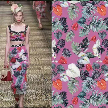2020 nova flor vela planta padrão de impressão digital roupas superfície de tecido para o vestido de camisa pode ser personalizado