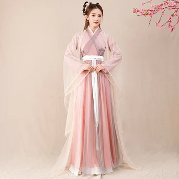 2021 Mulheres Hanfu Vestido Antiga Dinastia Han Vestido de Princesa Feminino de Verão, Estilo Chinês de Fadas Saia de Menina Hanfu uso Diário SL4143
