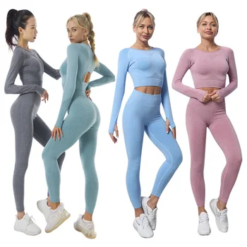 2021 Novo quente INS yoga terno de malha sem costura outono/inverno de fitness esportes de yoga terno das mulheres