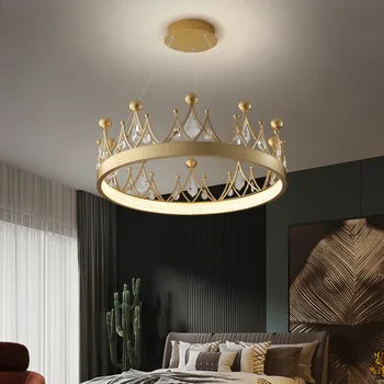 2021Crown New Nordic moderna led candelabro simples, sala de estar, quarto Coroa Lustre de Cristal da Lâmpada