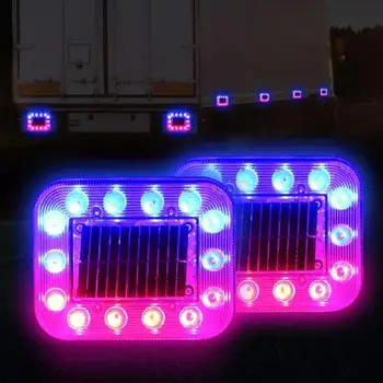 2PCS de Luz Estroboscópica Luz de Advertência de luzes traseiras de Caminhão Lâmpada Sete Cores à prova d'água para Ímã Interruptor de Energia Solar Anti-Tailing