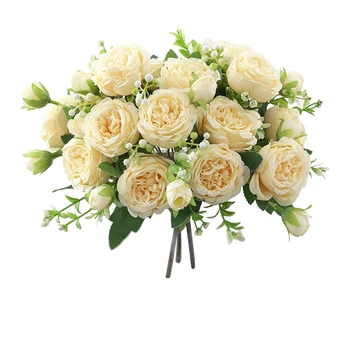 3 Cachos De Peônia De Flores Artificiais Para Decoração Falso De Rosas Artificiais Buquê De Decoração De Flores, Arranjos De Casamento