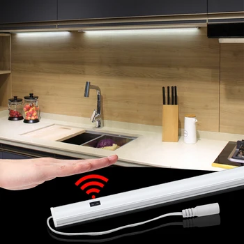 3 Cores de Mão Sensor de Movimento LEVOU Luz UE / EUA Plug Em Gabinete liderado luzes para a cozinha guarda-Roupa da Lâmpada da cozinha Luzes da Noite