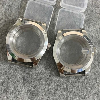 39mm de Relógio de Aço Inoxidável Caso Densa/Transparente Inferior Vidro de Safira Impermeável 5ATM Homens do Caso para NH35/NH36 Movimentos