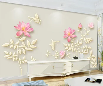 3D custom decorativos, papel de parede mural de decoração tridimensional branco tridimensional de flores na parede do fundo, abrangendo