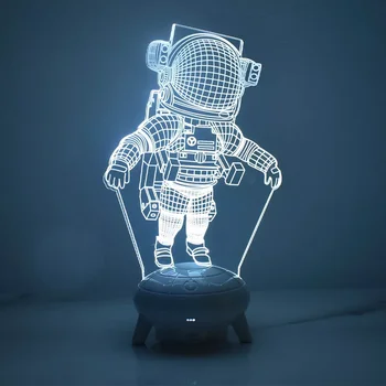 3D Noite de Luz de Controle Remoto de Escurecimento LED Spaceman Luz Colorida RGB Quarto Decoração da Mesa Lâmpada de Presente de Dia das Crianças